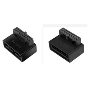 2 Stks/partij USB3.0 19/20Pin Extension Adapter met 90 Graden Stuurverbinding voor Desktop Moederbord 19p 20p connector rechts (1 PH19A 1 PH19B)