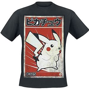 Pokémon Pikachu - Poster T-shirt zwart M