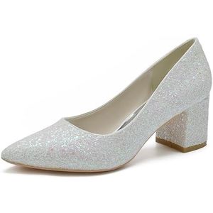 SYDZSW Glitter bruidsschoenen met hoge hakken, ivoorkleurig, sandaal, bruid, 35-43, Ivoor, 43 EU