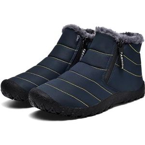 Men's Waterproof Warm Plush Lined Outdoor Snow Ankle Boots Anti-Slip Slip-on Lightweight Winter Boots Sneakers (Color : Blue, Size : EU 42)