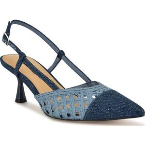NINE WEST Railen Pumps voor dames, Blue Denim 420, 35 EU