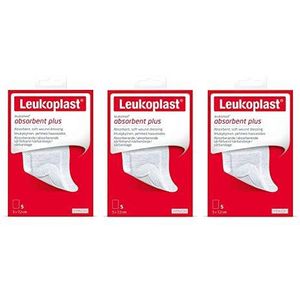 Leukoplast Leukomed Absorberende Plus Dressings - Zachte Demping Ademende Stof Wondpleister voor Snijwonden & Blaren - 5 stuks 5 cm x 7,2 cm (x3 Pack)