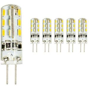 mengjay®, 5 x G4 LED-lamp kralen 1,5 watt, DC 12 V, warm wit 3000 K LED-lampen, 24 SMD 3014 leds 360° stralingshoek (12 V)