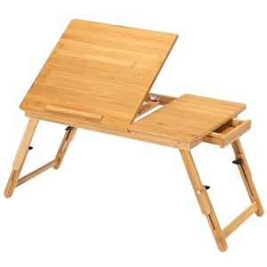 Laptoptafel voor op bed van bamboe hout - Hoogte verstelbaar, kantelbaar & Inklapbaar - Bedtafel voor laptop, boek, tablet - Ontbijt op bed tafel - Decopatent