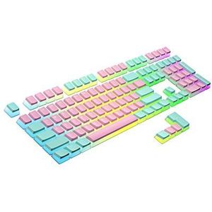 Ranked Pudding PBT Toetsen | 112 Double Shot Doorschijnend ANSI US & ISO Layout | OEM-profiel voor Mechanisch RGB-gamingtoetsenbord (Miami Vice)