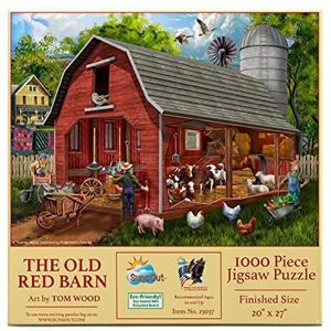 SUNSOUT INC - The Old Red Barn - Puzzel met 1000 stukjes van kunstenaar Tom Wood - Afgewerkt formaat 50,8 x 68,6 cm - MPN# 23037