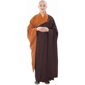AGSTA Unisex boeddhistische monnik gewaad zen meditatie kostuum gewaden Shaolin tempel monnik kleding Kung Fu uniform pak Jia Sha (kleur: koffie, maat: L)