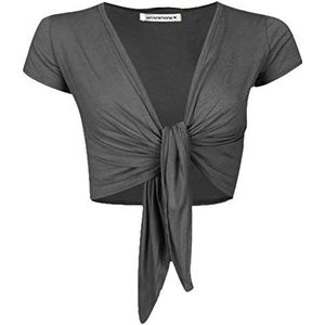Hamishkane® Dames Shrugs - Chique Front Tie Cardigan - Stijlvolle Korte Mouw Bolero Vesten voor Vrouwen - Ideale Lichtgewicht Zomer Vesten voor Vrouwen UK, houtskool, 50-52 grote maten