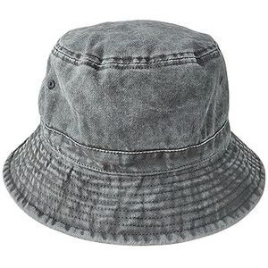 TEidea Bucket Hat Oversized Hoed, uniseks, geschikt voor grote hoofdmaten, katoenen vintage emmerhoed, outdoor vissershoed, Zwart Grijs, XXL/63/64 cm