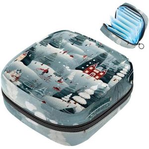 MUOOUM Maandverband Opbergtas, Vrolijk Kerstpatroon Menstruatiecup Pouch, Draagbare Maandverband Opbergzakken Vrouwelijke Menstruatie Eerste Menstruatie Tas voor Tiener Meisjes Vrouwen Dames