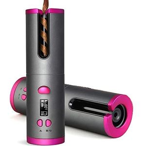 EMEBAY Automatische krultang, draadloos, oplaadbaar, USB, krulspelden, anti-brandwonden, met timer, automatische rotatie, draagbaar, 6 temperaturen, lang en kort haar