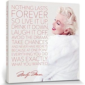 1art1 Marilyn Monroe Poster Kunstdruk Op Canvas Nothing Lasts Forever Muurschildering Print XXL Op Brancard | Afbeelding Affiche 80x80 cm