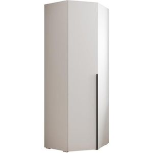 MEBLE KRYSPOL Inova 1 Hoekkast - Kledingkast met Planken en Stangen - Opbergmeubel - voor Slaapkamer, Tienerkamer, Hal - 236,7x81,7x47cm - Wit, Zwart Handvat
