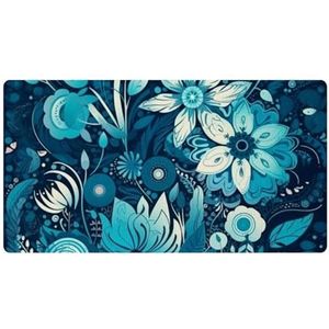 asebiunh Keukenmatten met blauw abstract bloemenpatroon - anti-vermoeidheid vloertapijt, antislip en waterdicht, perfect voor keukenvloer, thuis wassen
