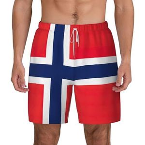 EdWal - Dubbellaags Strandshort - Wit - Heren Zwembroek met Noorse Vlag