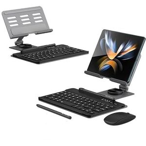 BeisDirect Z Fold 4-toetsenbord compatibel met Samsung Galaxy Z Fold 4/Fold 3 draadloos Bluetooth-toetsenbord/muis/handschrift-pen/opvouwbare roterende toetsenbordstandaard (grijs)