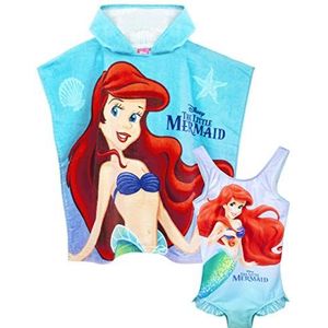 Disney Meisjes Badpak De Kleine Zeemeermin & Hooded Handdoek Poncho | Kinderen Ariel, Sebastian & Bot Badjas | Kinderen Zwemmen Kostuum