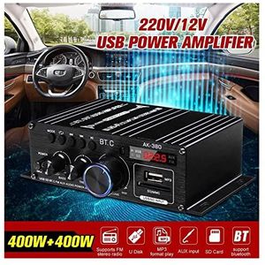 Audioversterker, 40 0W 2 * 200W Stereo Hifi Auto Home Subwoofer Auto Geluid Audio Versterker Amp Geluid Speaker Digital EDR Audio LED Ontwerpversterkers(AK380 With Bluetooth)