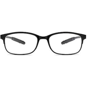 Leesbril for dames en heren, TR90 blauwlichtfilterbril, 13 g, antislippootjes, lichtgewicht, zwart, rood, transparant bruin(Black,2.0x)