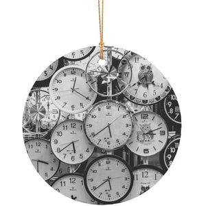 GSGCSBYMLG Klok Art gedrukt Aluminium Ronde Hanger Kerstboom decoratie Opknoping