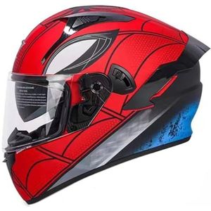 RYDZCLH Integraalmotorhelm met dubbele vizieren DOT/ECE goedgekeurde motorfiets-bromfiets-jethelm Lichtgewicht straatfiets-scooterhelmen voor heren en dames,E,2XL
