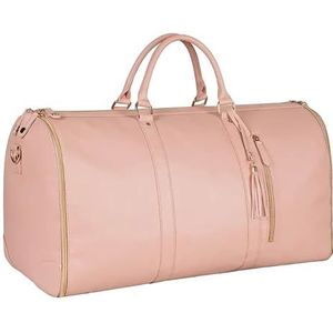 Waterproof Travel Bag For Women, Garment Bags For Travel, Carry On Garment Bag With Shoulder Strap And Shoes Compartment, Foldable Pu Leather Duffle Weekender Bag,Roze,52.07 * 25.4 * 31.75 cm