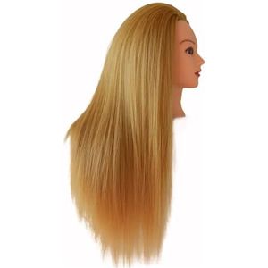 Mannequinhoofd met hoge temperatuur vezelblond haar, oefenhoofd for vlechtkapsels, klem(Black+Silver)
