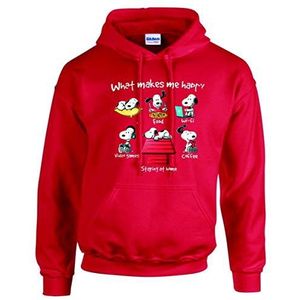 Wat me gelukkig maakt, Snoopy Classic & Funny Unisex Hoodie voor volwassenen en kinderen - rood - XL