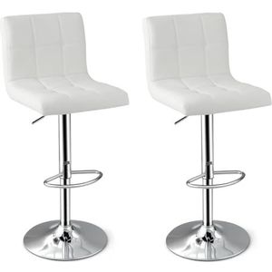 Barkruk Bistrokruk Barkrukken In Hoogte Verstelbare Barkrukken Set Van 2 Draaibare Barkrukken Met Rugleuning En Voetsteun, Met PU-leer Beklede Barstoel Barstoelen Keukenstoelen(White)