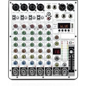 Audio DJ-mixer 6-kanaals Audiomixer, DJ-mixer Met USB-audio-interface, Bluetooth-functie, 16 DSP-effecten En 3-bands EQ (ARMX-6) Podcast-apparatuur