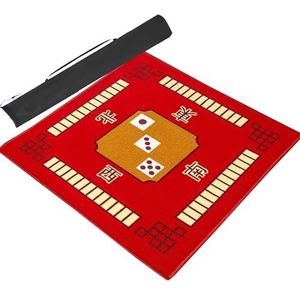 Mahjongg Mat Vierkante Mahjong-tafelmat Met Windpositionering, Verdikte Antislip Speelkaartmat For Pokerkaartspellen Bordspellen Tegel Mahjong-spellen (Color : Red, Size : 32.7x32.7inch)