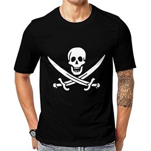 Piraat Jack Rackham vlag heren korte mouw grafisch T-shirt ronde hals print casual T-shirt tops S