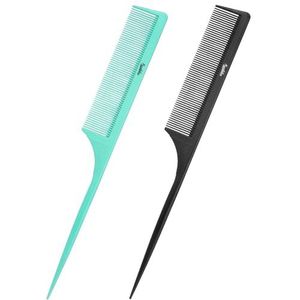 Rattenstaartkam: 2 stuks rattenstaartkammen voor vrouwen, fijne tandscheidingstip, koolstofvezel, wortelplagen, antistatische staartkam, haarkammen voor styling (groen, zwart)