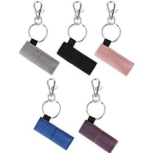 Lippenbalsem-houder, houder voor chapsticks, tas, elastische lippenbalsem, lippenstift, lipgloss-houder met haak, 5 stuks, 5 stuks (pak van 1), klassiek