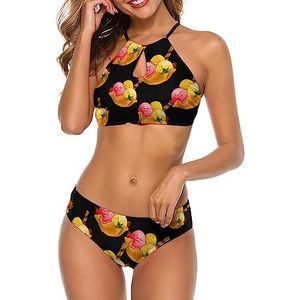 Kleurrijke Ice Cream Vrouwen Tweedelige Sexy Badpak Bodem Driehoek Bikini Badpak