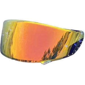Motorhelm vizier lens, Helmvizier, CWR-1 gezichtsscherm vervangend Z7 UV-beschermend krasbestendig helmvizier for Z7 RF-1200 NXR X14 RF-SR X-Spirit (goud)(Revo Clear Red)