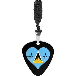 Liefde Saint Lucia Heartbeat Gitaar Pick Ketting Metalen Hanger Charm Chain Ketting Sieraden Gift