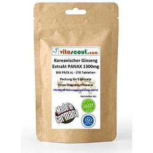 Koreaanse ginseng PANAX Extract 1300 mg per tablet - hoge dosis, veganistisch, Made in Germany, zonder magnesiumstearaat, 270 tabletten