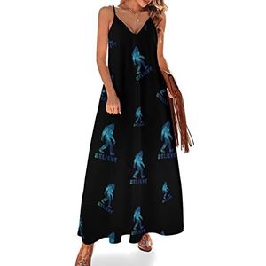 Bigfoot Sasquatch Believe Maxi-jurk voor dames, V-hals, casual, mouwloos, verstelbare riem, sexy lange jurk
