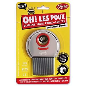 OH! LES POUX Gepatenteerde roestvrijstalen luizen en nit verwijderkam met vergrootglas
