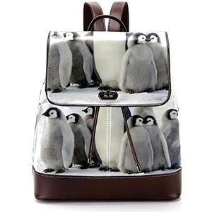Gepersonaliseerde Schooltassen Boekentassen voor Tiener Leuke Pinguïn Moeder Kleine Pinguïns, Meerkleurig, 27x12.3x32cm, Rugzak Rugzakken