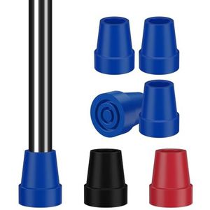 supregear Kruktips 19 mm - 4-Pack Robuuste Rubberen Vervangcaps, Anti-Slip Staalversterkte Tips voor Krukken en Krukken, Blauw