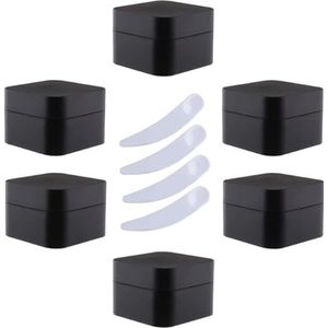 Pack van 6, 30ml vierkante blauwe plastic crème potten cosmetische potten met binnenvoering containers voor lippenbalsem, lotion, Svart, 30ml, Klassiek