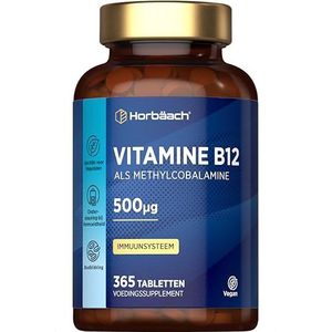 Vitamine B12 Methylcobalamine | 365 Vegan Tabletten - 1 Jaar Voorraad | Methylcobalamine Supplement | 500mg | van Horbaach