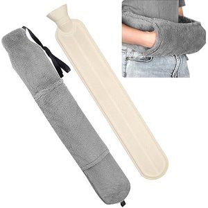 SPORWAY Warmwaterkruik, lange warmwaterkruik, 2 liter, lange warmwaterkruik, nekwarmwaterkruik, 72 cm, met kangoeroezakken, warmwaterkruiken voor vrouwen en mannen, met koord voor nek- en taillewarmte