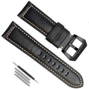 dayeer Leren horlogeband geschikt voor Panerai horlogeketting 22 mm 24 mm vervangende horlogebandaccessoires (Color : Black black, Size : 24mm)
