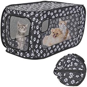 LIZHOUMIL Draagbare opvouwbare huisdiertenthuizen rechthoekig huisdierhek kat hond reiskooi box outdoor puppy kennel voor honden katten konijnen zwart 87,0 x 47,0 x 48,0 cm