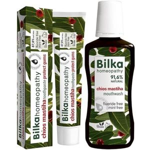 Bilka Collection Chios Mastiha Set - tandpasta 75 ml + mondspoeling 250 ml, natuurlijke tandvleesbescherming, fluoridevrij, mentholvrij, reducerende werking