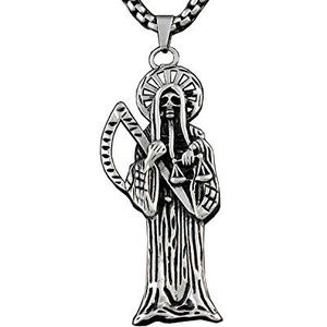Geschenken voor mannen Heren roestvrijstalen heilige heilige dood Santa Muerte schedel charme hanger ketting