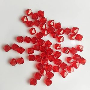 Dubbele kegel/bicone 6 mm 80 stuks - kralen kristallen losse kralen met gat 100-delige set DIY knutselen met gat Tsjechische facet kralen sieraden acryl rijgen klinknagels stenen - rood